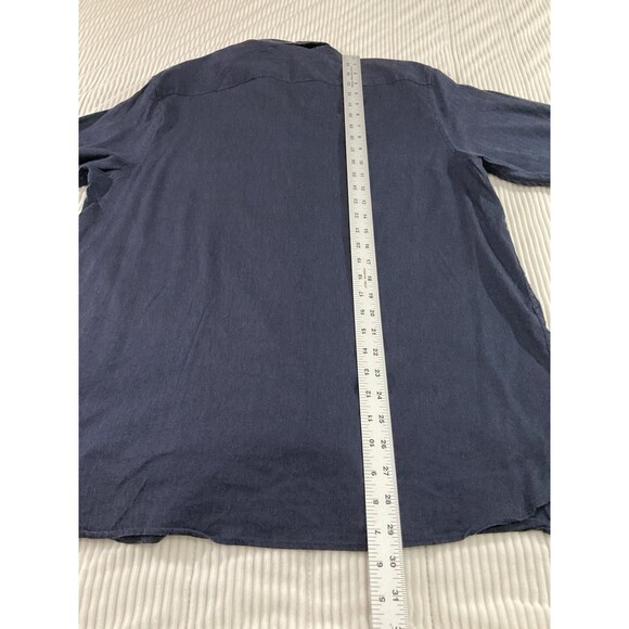 Ted Baker London Men’s 5 Blue Linen Blend Button Down Shirt Long Sleeve Preppy - Picture 9 of 9